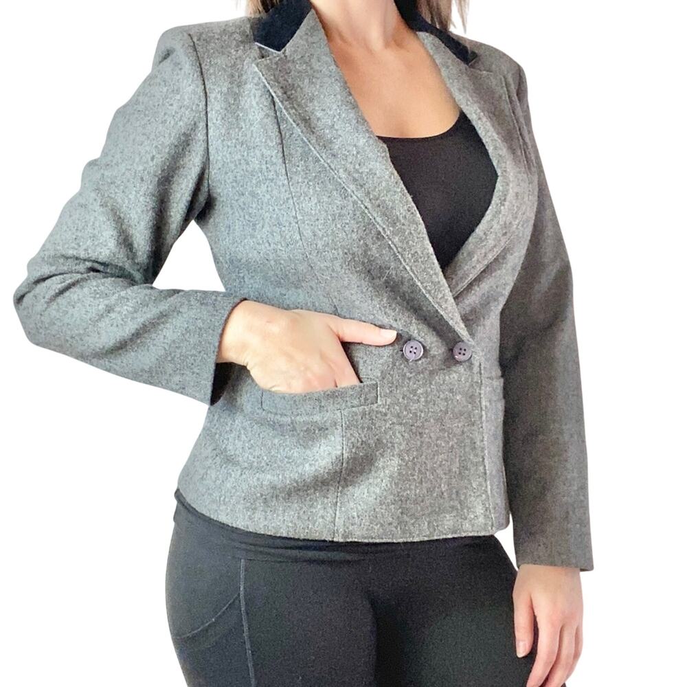 Vintage Chaus Wool Blend Gray Blazer Size 7/8
